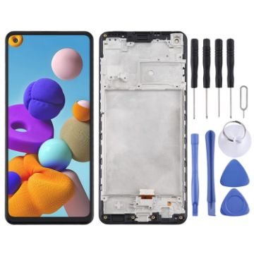 OEM LCD Screen for Samsung Galaxy A21s with Frame - Black - 1