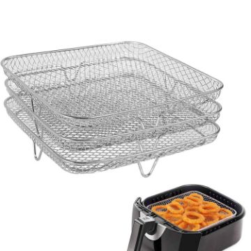 Picture of Air Fryer Accessories Three-Layer Steam Rack Stackable Dehydration Rack (Square)