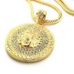 Picture of Hip Hop Round Medusa Head Zircon Rhinestone Pendant Clavicle Chain Necklace for Men, Chain Length: 90cm (Gold)
