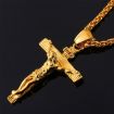 Picture of 5 PCS Men Vintage Stainless Steel Cross Jesus Pendant Necklace (Flower basket chain-Gold)