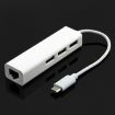Picture of 13cm USB-C 3.1 / Type-C 100 Mbps Ethernet Adapter with 3-port USB 2.0 Hub, For MacBook 12 inch / Chromebook Pixel 2015 (White)
