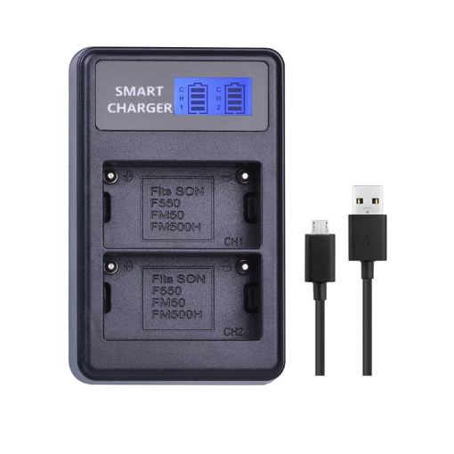 Picture of Lntelligent LCD Display USB Dual-charge Charger for For Sony NP-FM500H / NP-FM50 / NP-F550