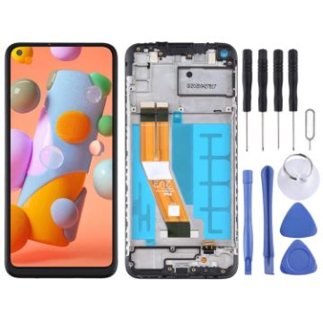 Samsung Galaxy A11 OEM LCD Screen Digitizer Full Assembly with Frame - Black - 1