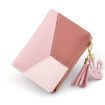 Picture of Short Leather Women Zipper Purse Panelled Wallets Trendy Coin Purse (Pink)