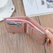 Picture of Short Leather Women Zipper Purse Panelled Wallets Trendy Coin Purse (Pink)