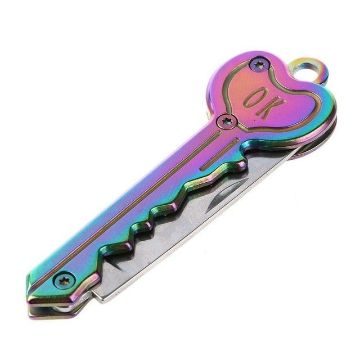 Picture of Mini Key Knife Camp Outdoor Keyring Ring Keychain Fold Self Defense Security Multi Tool (Multi-color)
