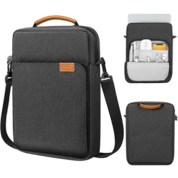 Picture of Vertical Laptop Bag Handheld Shoulder Crossbody Bag, Size: 13.3 Inch (Black)