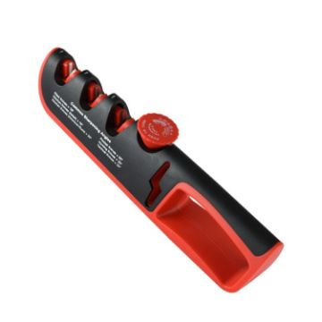 Picture of 4- In-1 Adjustable Manual Knife Sharpener Multifunctional Knife Sharpener (Black Red)