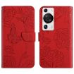 Picture of For Huawei P60 Pro HT03 Skin Feel Butterfly Embossed Flip Leather Phone Case (Red)