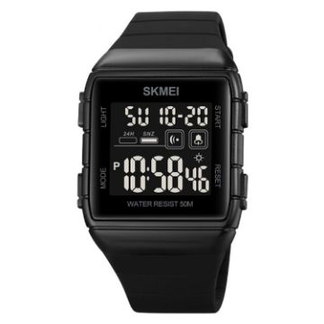 Picture of SKMEI 1960 Stainless Steel Buckle Silicone Strap Waterproof Electronic Watch (Black and Black Machine)