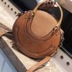 Picture of Circular Scrub PU Leather Women Bags Retro Handbag Shoulder Mini Bag (Brown)