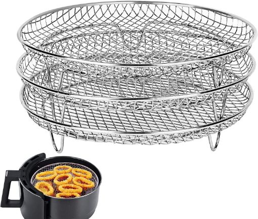 Picture of Air Fryer Accessories 8-inch Three Layer Round Grill Steam Rack