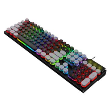 Picture of K-Snake K4 104 Keys Glowing Game Wired Mechanical Feel Keyboard, Cable Length: 1.5m, Style: Mixed Light Black Gray Punk