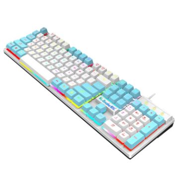Picture of K-Snake K4 104 Keys Glowing Game Wired Mechanical Feel Keyboard, Cable Length: 1.5m, Style: Mixed Light White Blue Square Key