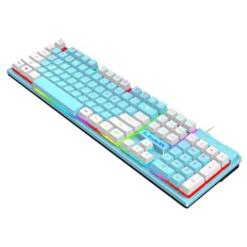 Picture of K-Snake K4 104 Keys Glowing Game Wired Mechanical Feel Keyboard, Cable Length: 1.5m, Style: Mixed Light Blue White Square Key