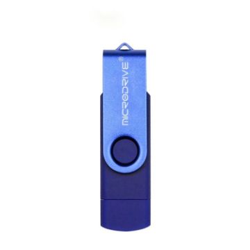Picture of MicroDrive 128GB USB 2.0 Phone and Computer Dual-use Rotary OTG Metal U Disk (Blue)