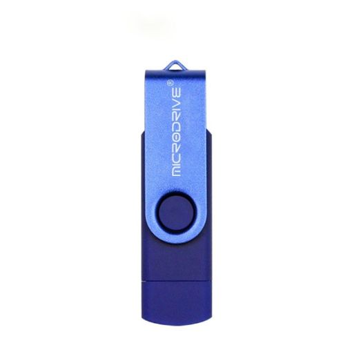 Picture of MicroDrive 64GB USB 2.0 Phone and Computer Dual-use Rotary OTG Metal U Disk (Blue)