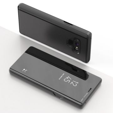 Galaxy Note 9 Mirror Clear View PU Leather Case - Black - 1