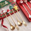 Picture of 4pcs /Pack Christmas Cartoon Doll Stainless Steel Tableware, Style: D Spoon (Silver+Red Box)