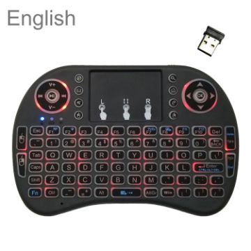 Picture of Support Language: English i8 Air Mouse Wireless Backlight Keyboard with Touchpad for Android TV Box & Smart TV & PC Tablet & Xbox360 & PS3 & HTPC/IPTV