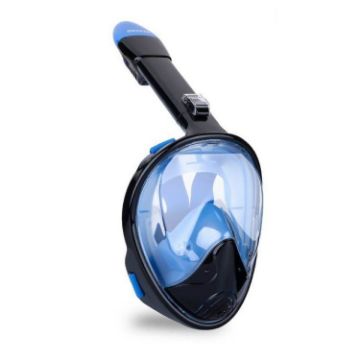 Picture of Full Dry Diving Mask Swimming Anti-Fog Snorkeling Mask, Size: S/M (Black Blue)