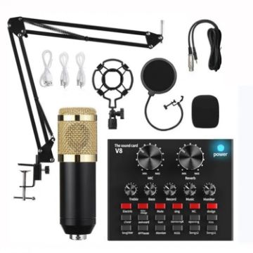 Picture of BM800+V8 Sound Card Set Audio Condenser Mic Studio Singing Microphone