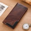 Picture of Bull Captain Men Oil Wax Leather Retro Long Wallet Cowhide Two-Fold Large-Capacity Coin Purse (Flame Coffee)