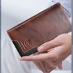 Picture of Bull Captain Men Oil Wax Leather Retro Long Wallet Cowhide Two-Fold Large-Capacity Coin Purse (Flame Coffee)