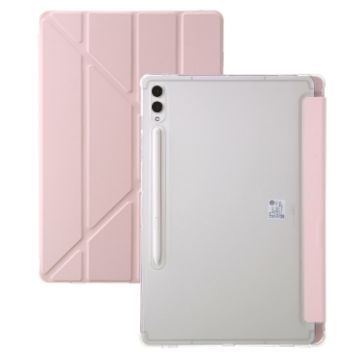 Samsung Galaxy Tab S9 FE Clear Acrylic Deformation Leather Tablet Case - Pink - 1