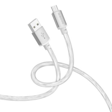 Picture of hoco BX95 Vivid 2.4A USB to Micro USB Silicone Charging Data Cable (Silver)