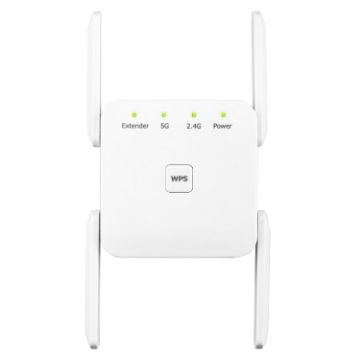 Picture of 1200Mbps 2.4G / 5G WiFi Extender Booster Repeater Supports Ethernet Port White US Plug