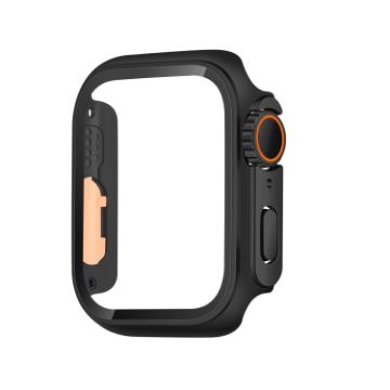 Picture of For Apple Watch Series 9 / 8 / 7 41mm Tempered Film Hybrid PC Integrated Watch Case (Black Orange)
