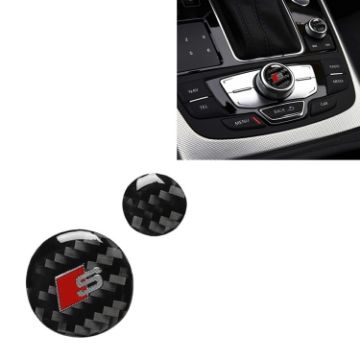 Picture of Car Carbon Fiber Multimedia Knob Decorative Sticker for Audi A6 S6 C7 A7 S7 4G8 2012-2018, Left and Right Drive Universal