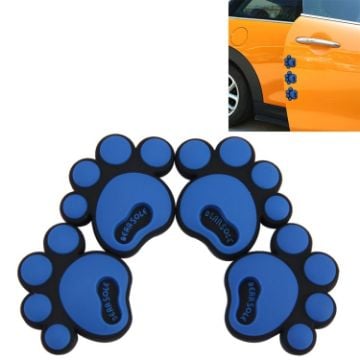 Picture of 4 PCS Dog Footprint Shape Cartoon Style PVC Car Auto Protection Anti-scratch Door Guard Decorative Sticker (Blue)