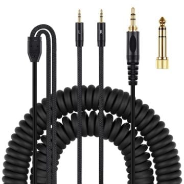 Picture of ZS0227 Headphone Dual 3.5mm Spring Audio Cable for Denon AH-D7100 7200 D600 D9200 5200 (Black)