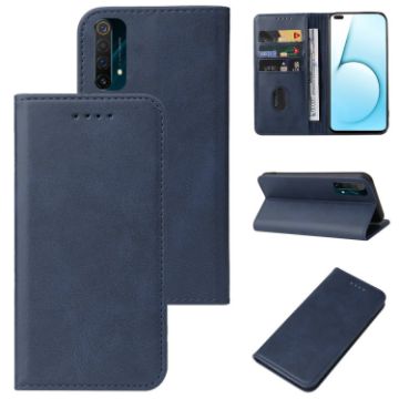 Blue Leather Phone Case for Realme X50 5G - Magnetic Closure - 1