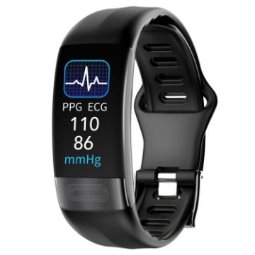 Picture of P11 Plus 0.96 inch Screen ECG+HRV Smart Health Bracelet, Support Body Temperature, Dynamic Heart Rate, ECG Monitoring, Blood Oxygen Monitor (Black)