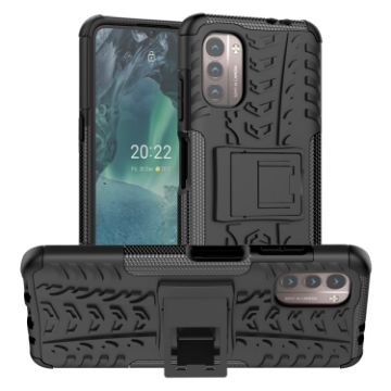 Picture of For Nokia G21 4G Tire Texture TPU + PC Phone Case with Holder (Black)