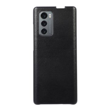 LG Wing 5G Genuine Leather Double Color Crazy Horse Phone Case - Black - 1