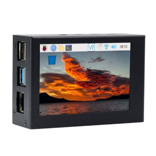 Waveshare 3.5" Display Aluminum Case for Raspberry Pi 4 - Black - 1