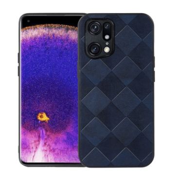Picture of For OPPO Find X5 Pro Weave Plaid PU Phone Case (Blue)