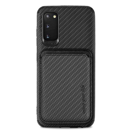 Samsung Galaxy S20 Carbon Fiber Leather Card Magsafe Phone Case - Black - 1