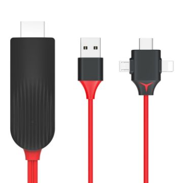 Picture of MiraScreen L7-8 3 in 1 8 Pin + Micro USB + USB-C / Type-C to HDMI Video Converter Cable, Cable Length: 2m