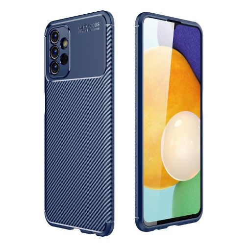 Samsung Galaxy A13 4G Carbon Fiber Texture Shockproof TPU Phone Case Blue - 1