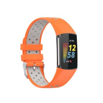 Orange Gray Silicone Watch Band for Fitbit Charge 5 - 1
