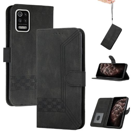LG K42 Cubic Flip Leather Phone Case - Black - 1