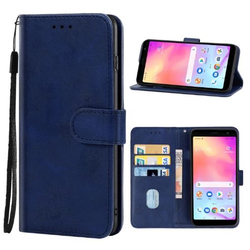 Blue Leather Phone Case for Alcatel TCL A3X A600DL - 1