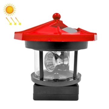 Picture of Outdoor Waterproof LED Solar Rotating Lighthouse Garden Decoration Induction Landscape Light (Red)