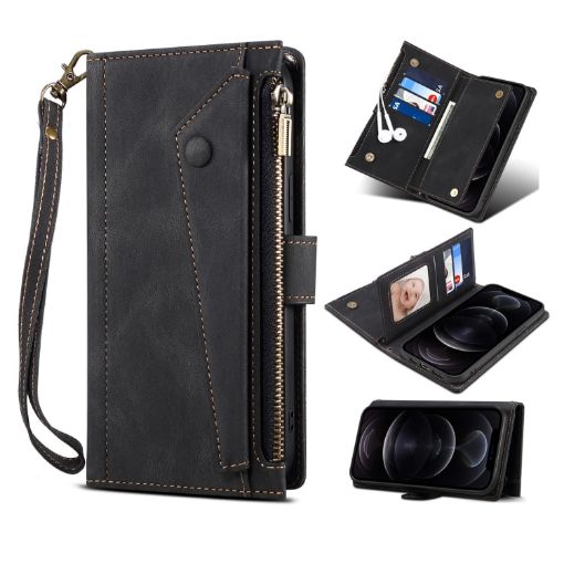 Motorola Moto Edge 2021 Retro Frosted Leather Case - Black - 1