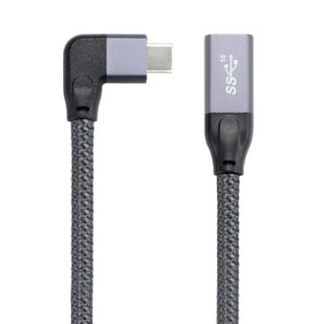 Picture of 100W USB-C / Type-C Elbow Male to USB-C / Type-C Female Full-function Data Extension Cable, Cable Length:0.2m